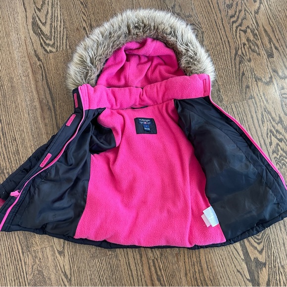 U.S. Polo Black And Pink Girls Coat - Picture 3 of 5